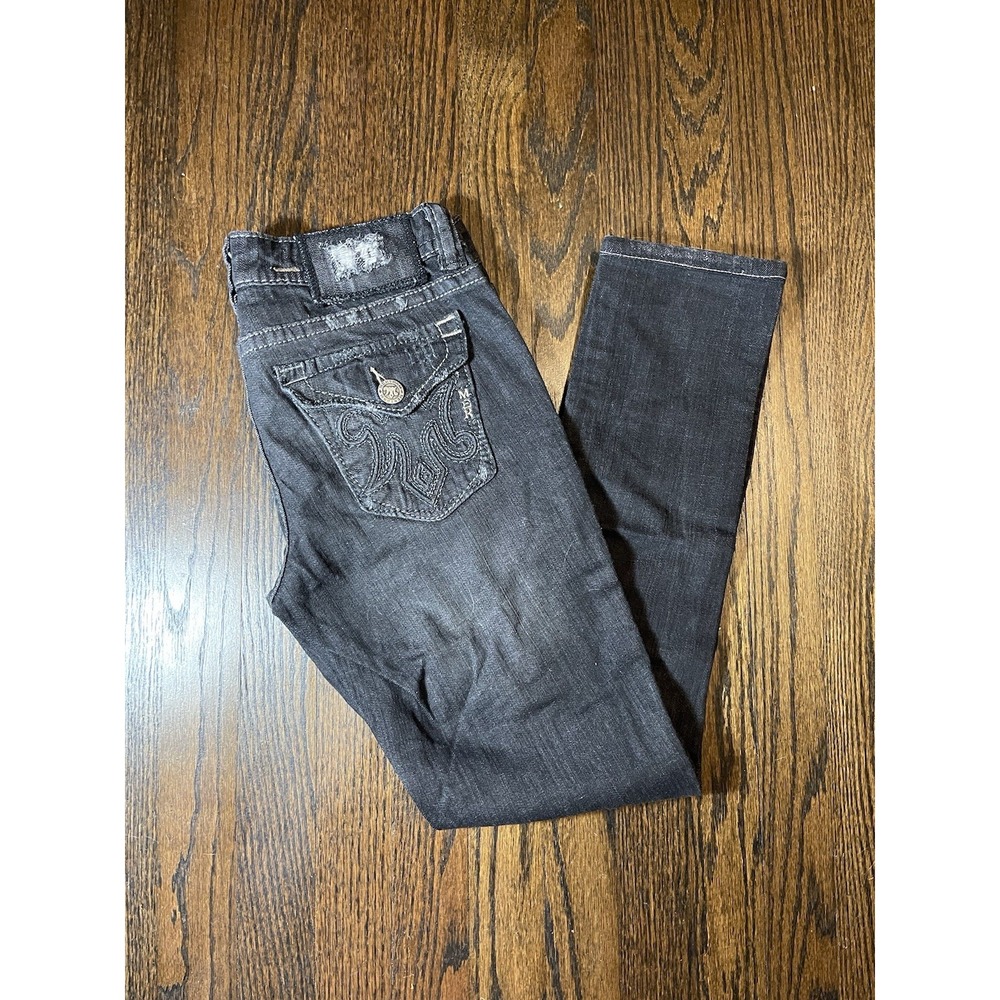 Mek Denim Oaxaca Cigarette Flap Pkt Stretch Womens Black Jeans Size 27 x 34 Mint